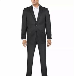 Van Heusen Men's Flex Plain Slim Fit Suits, Black